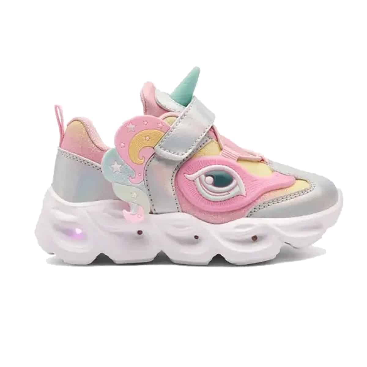 Conguitos Παιδικά Sneakers με Velcro και Φωτάκια Rainbow Unicorn