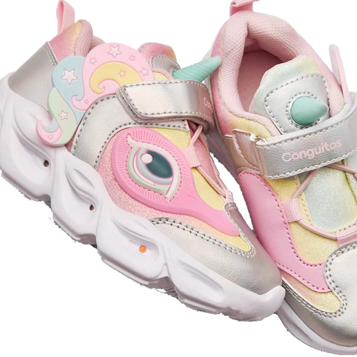 Conguitos Παιδικά Sneakers με Velcro και Φωτάκια Rainbow Unicorn - Image 3